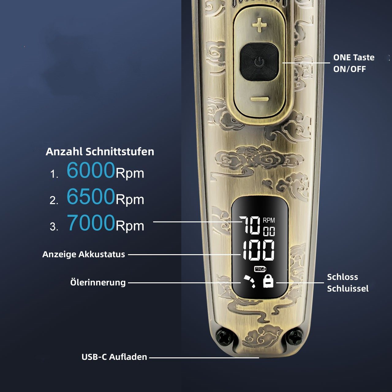 HATTEKER Haar- und Bartschneider HT-6188, Körperhaartrimmer, Wasserdicht, Einstellbare Geschwindigkeit, 8 in 1
