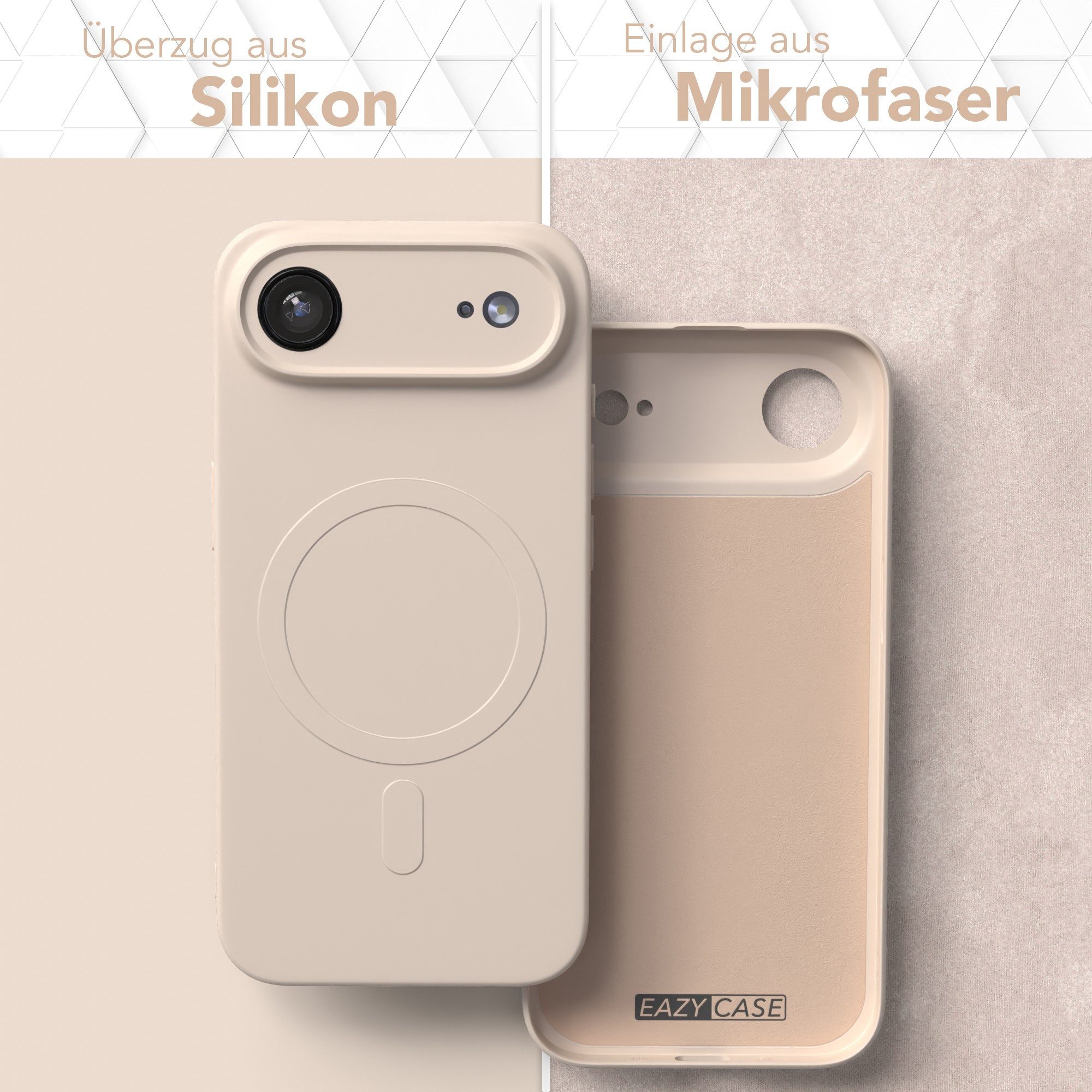 EAZY CASE Handyhülle für Apple iPhone Air Hülle Silikon 6,5 Zoll, Schutzcase mit MagSafe Slimcover Silikonschutzhülle elastisch Taupe
