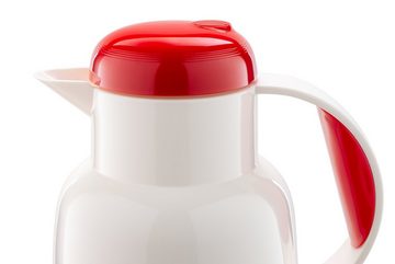 ROTPUNKT Isolierkanne 1,0 ltr. hochwertig I Glaseinsatz I BPA Frei I 24 Std warm 36 std kalt, 1 l, (Kaffekanne I Teekanne, 970 white/cayenne), Glaskolben aus doppelwandigem Rosalin-Glas