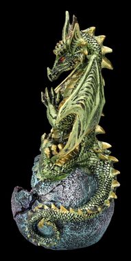 Figuren Shop GmbH Fantasy-Figur Grüne Drachenfigur - Meditation - Fantasy Dekofigur Drachen Figur