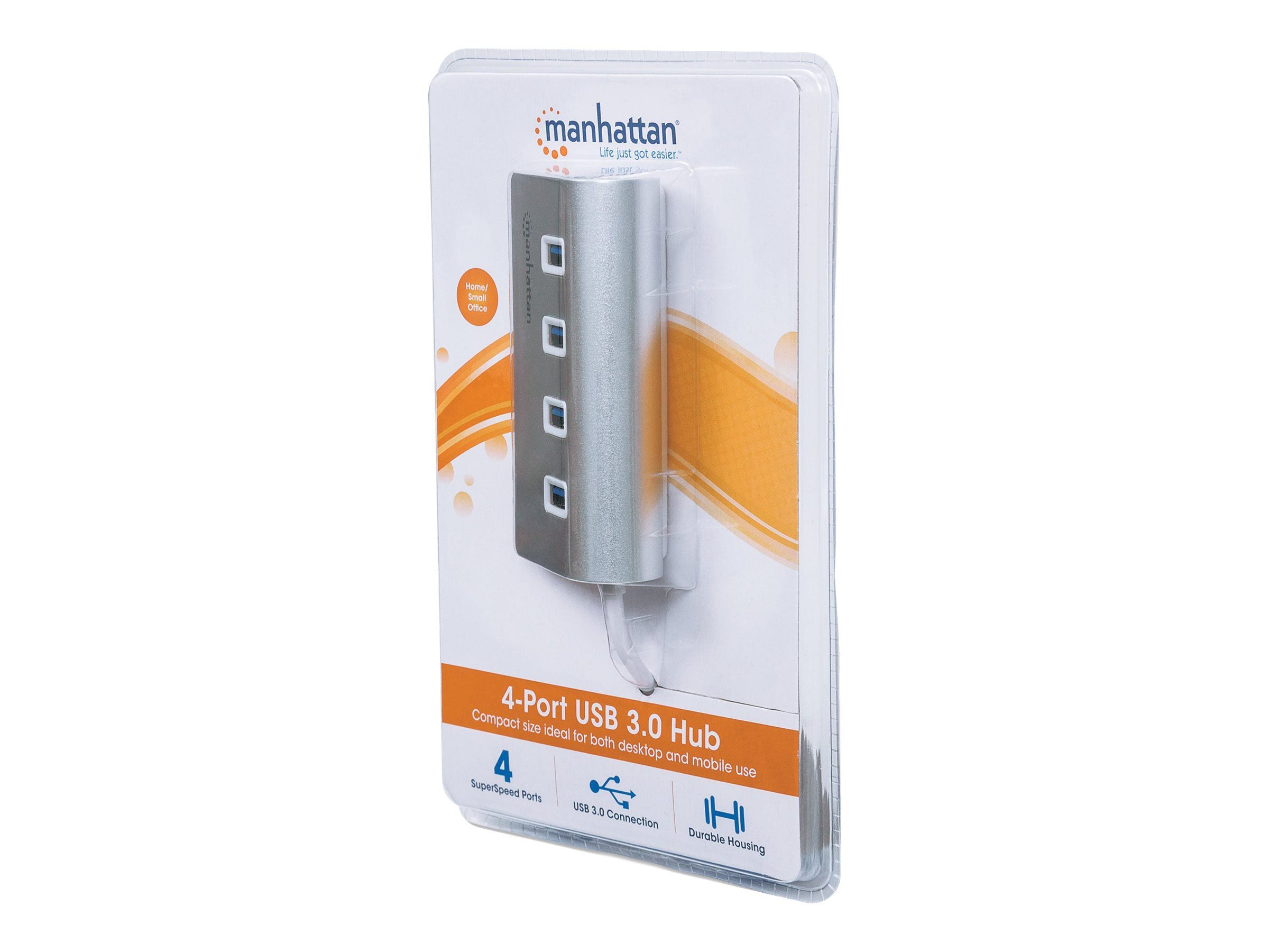 IC INTRACOM MANHATTAN Hub 4-Port 4xUSB3.0 Alu Strom: USB/Netzteil Netzwerk-Switch