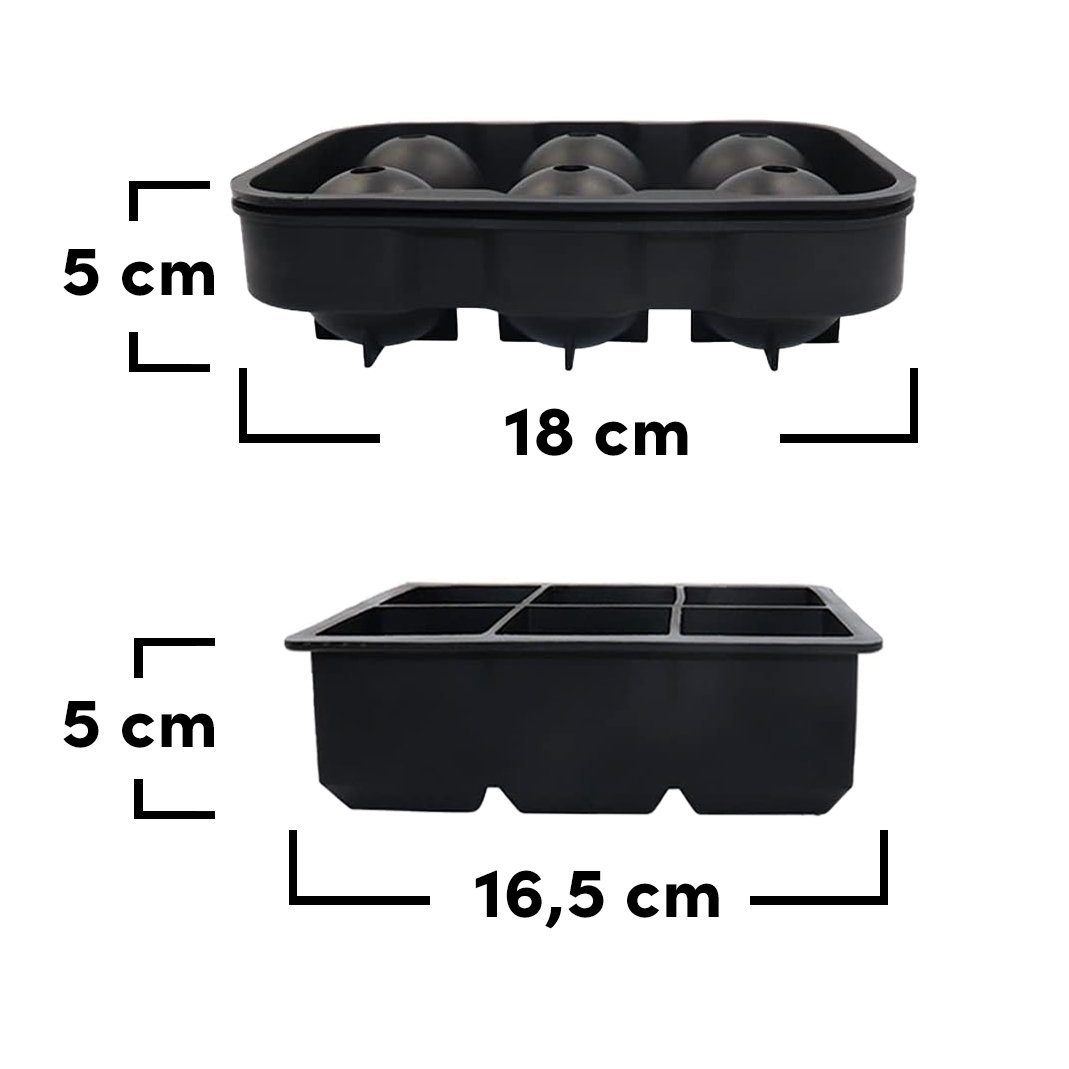 Metamorph Eiswürfelform Riesen Quader und Kugel Eiswürfelform Set 12-fach, Dieses Eiswürfel Silikonformset besteht aus einer 6-fach Quader-Form – Bild 4 von 4