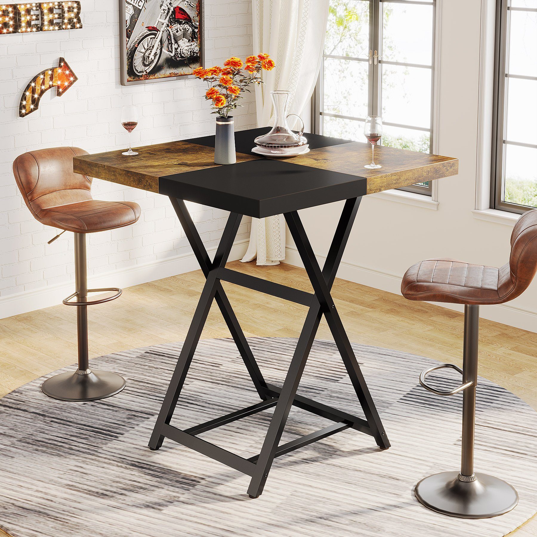 Tribesigns 160cm Bartisch - Farmhouse Stehtisch Mit Fußstütze