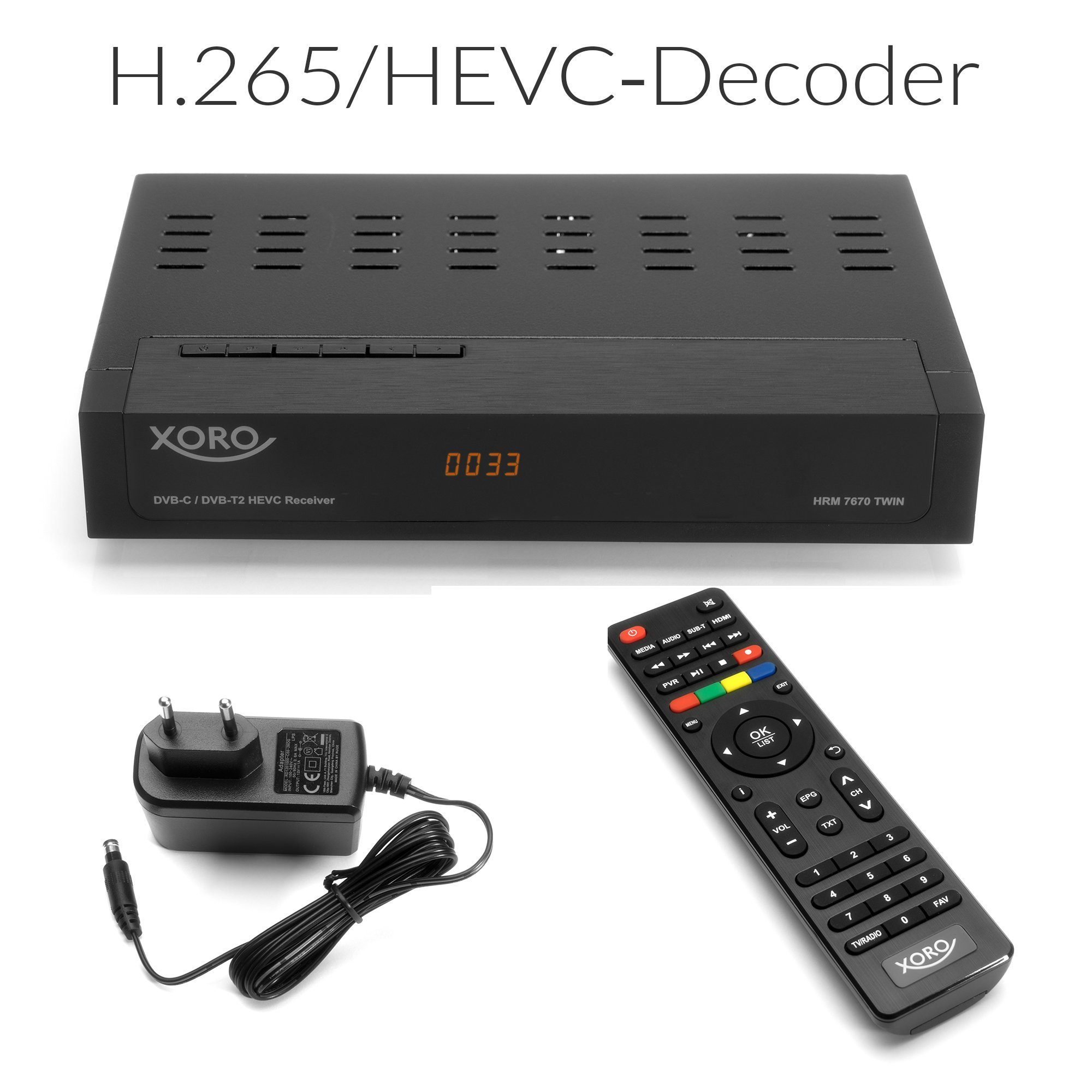 Xoro HRM 7670 Combo FullHD TWIN DVB-T/T2/C - HEVC Kabel-Receiver