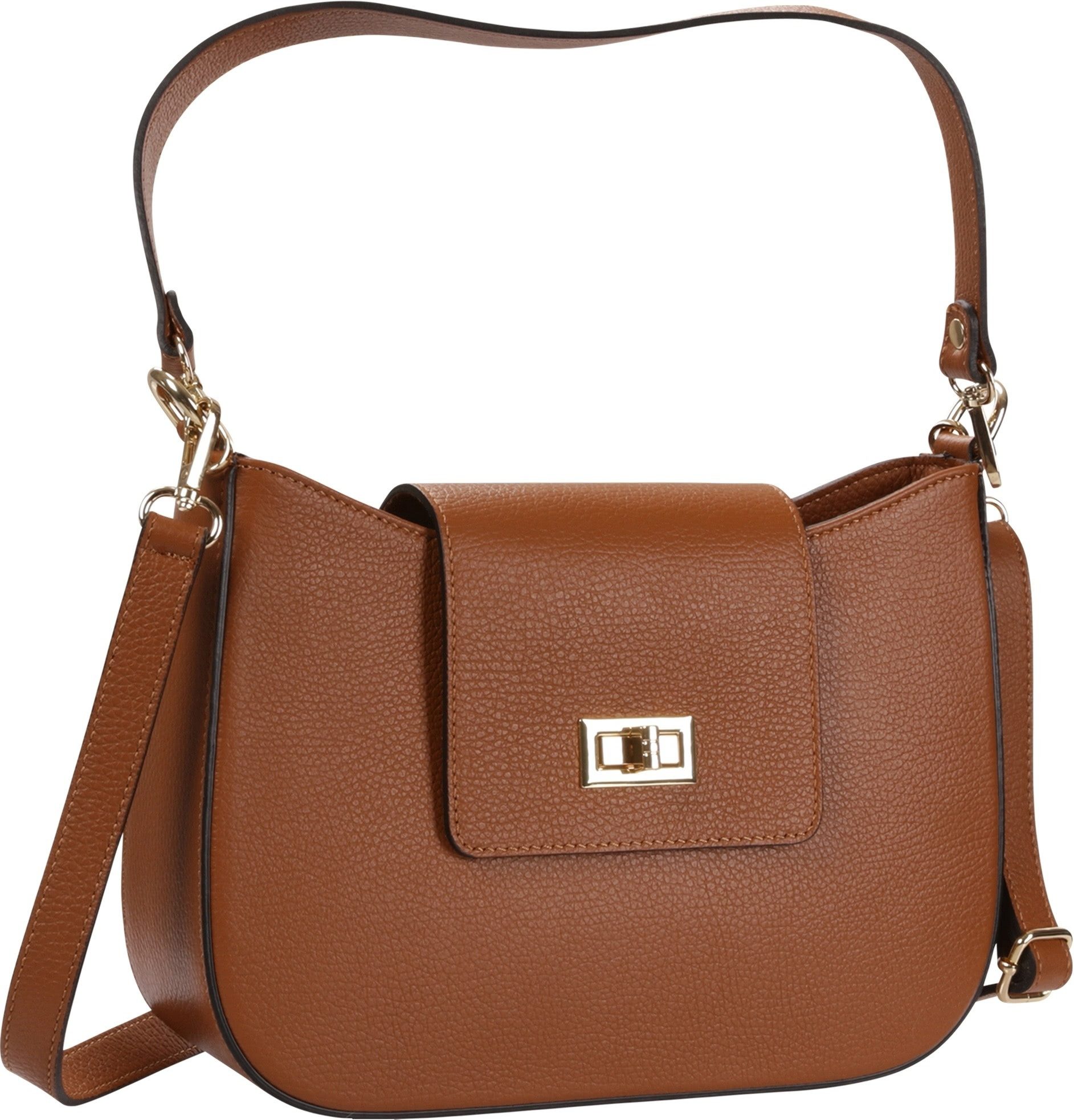 Toscanto Schultertasche Toscanto Tasche braun, cognac (Schultertasche), Damen Schultertasche Leder, braun, cognac ca. 28cm x ca. 20cm