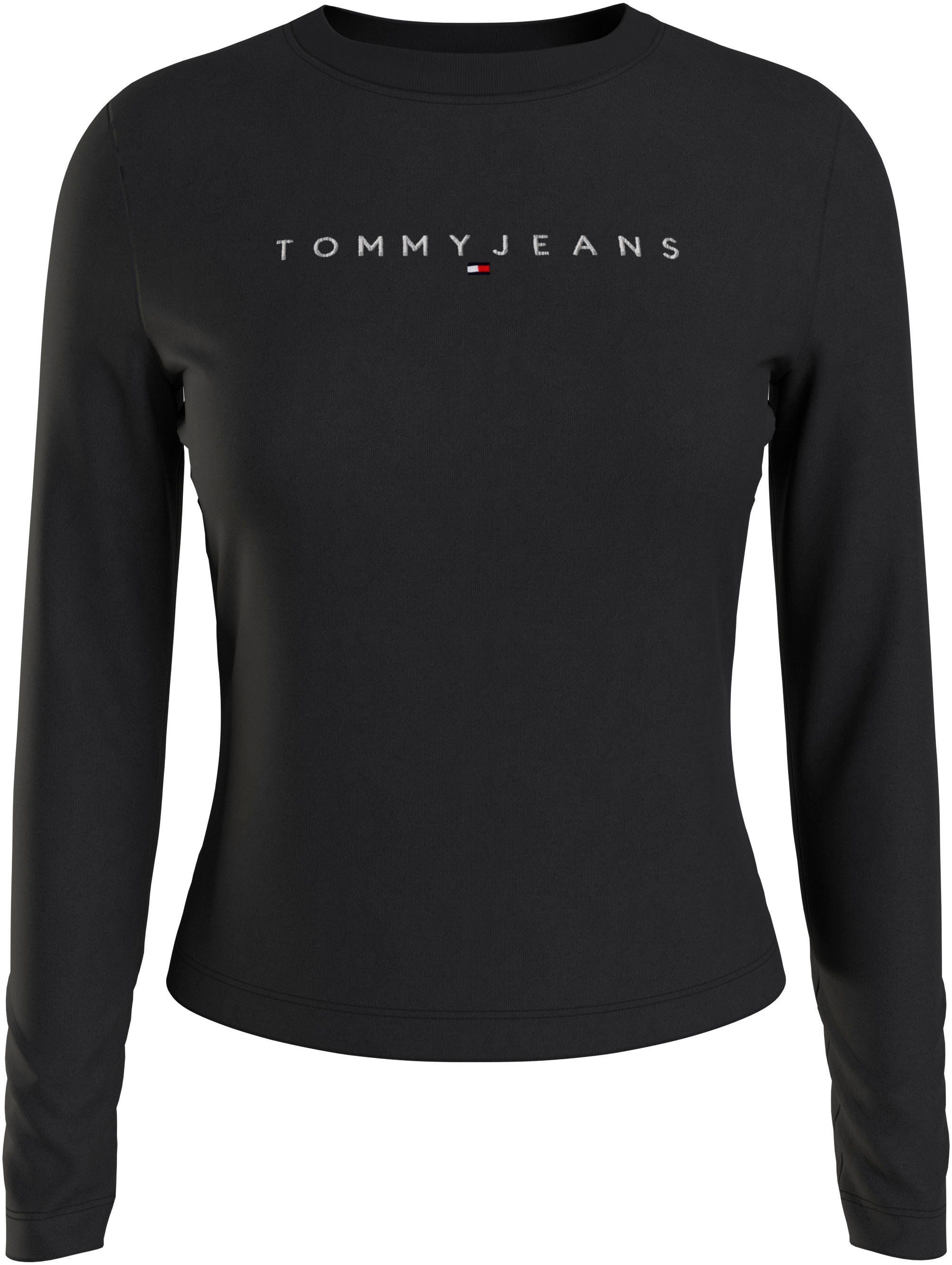 Tommy Jeans Langarmshirt Slim Linear Shirt Longsleeve mit Logostickerei Black