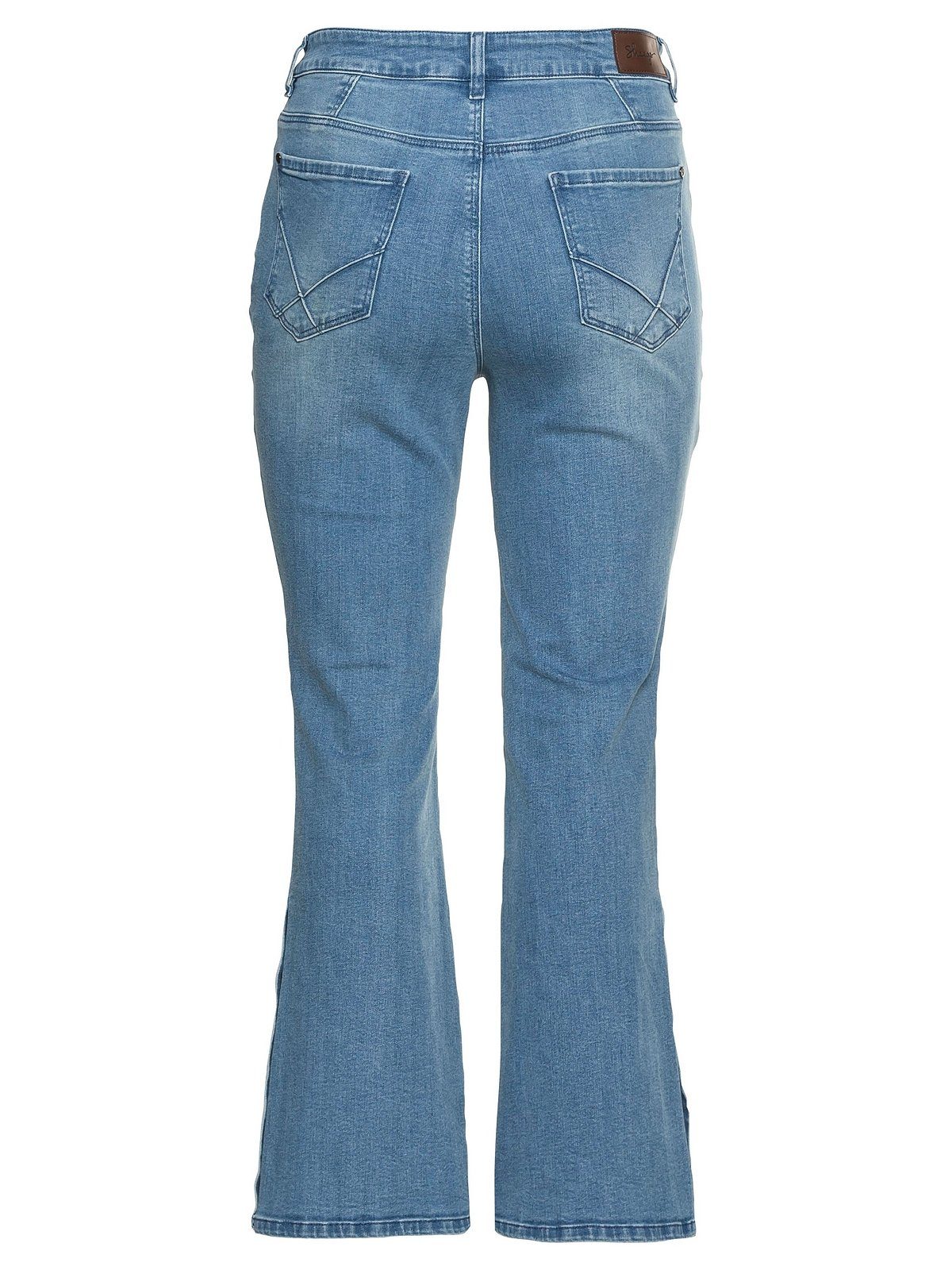 Damen Jeans Sheego Bootcut-Jeans sheego Jeans mit Zierknopfleiste am Saum