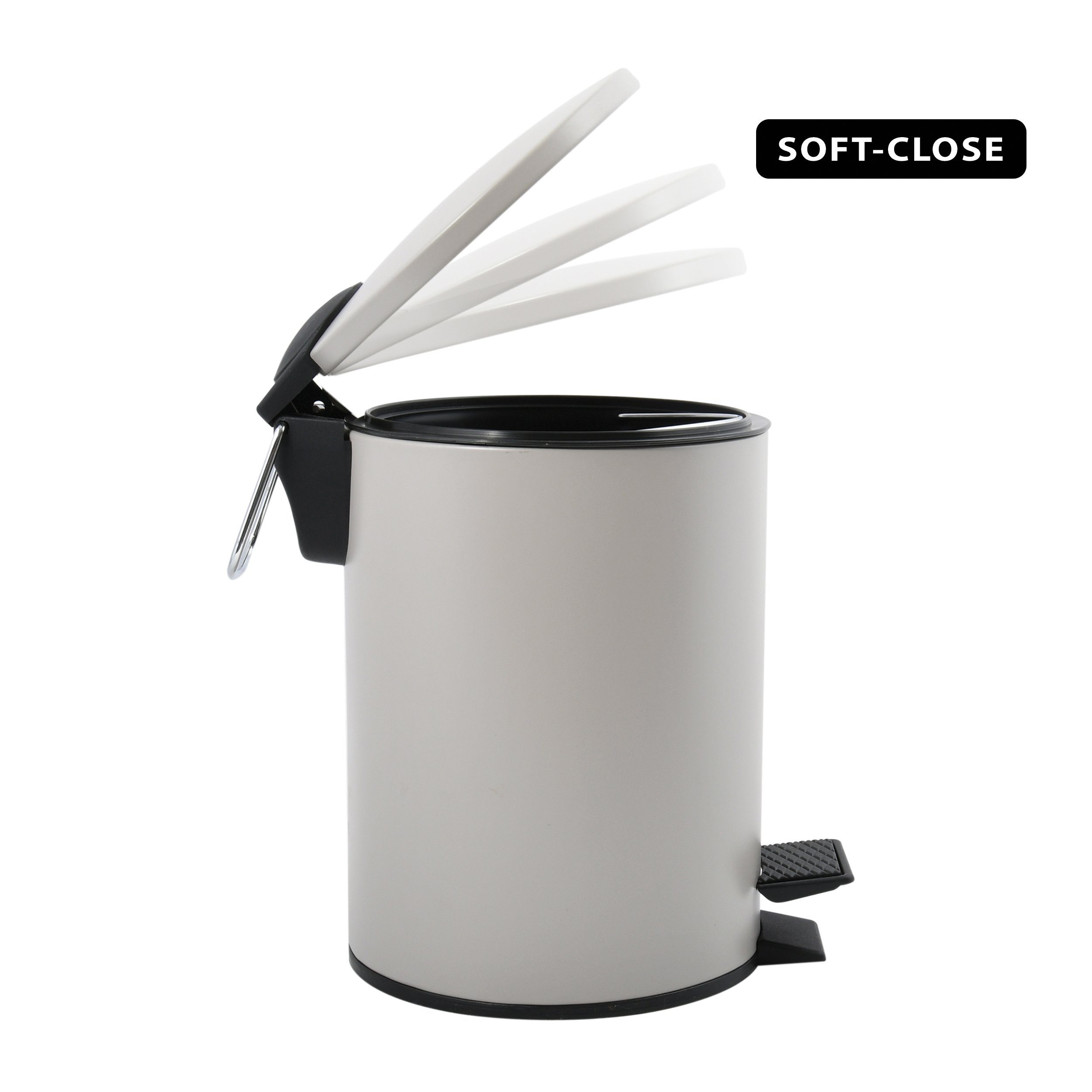 spirella Kosmetikeimer ADELAR, Treteimer mit Softclose-Absenkautomatik, herausnehmbarem Inneneimer, Anti-Fingerprint-Beschichtung, matt Finish, 3L, beige taupe