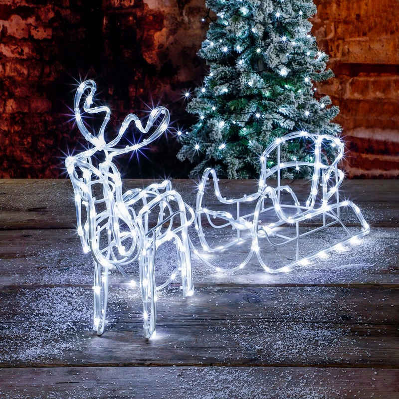GartenHero Gartenfigur »160 LED Rentier Schlitten IP44 Lichterkette Weihnachten Weihnachtsbeleuchtung«