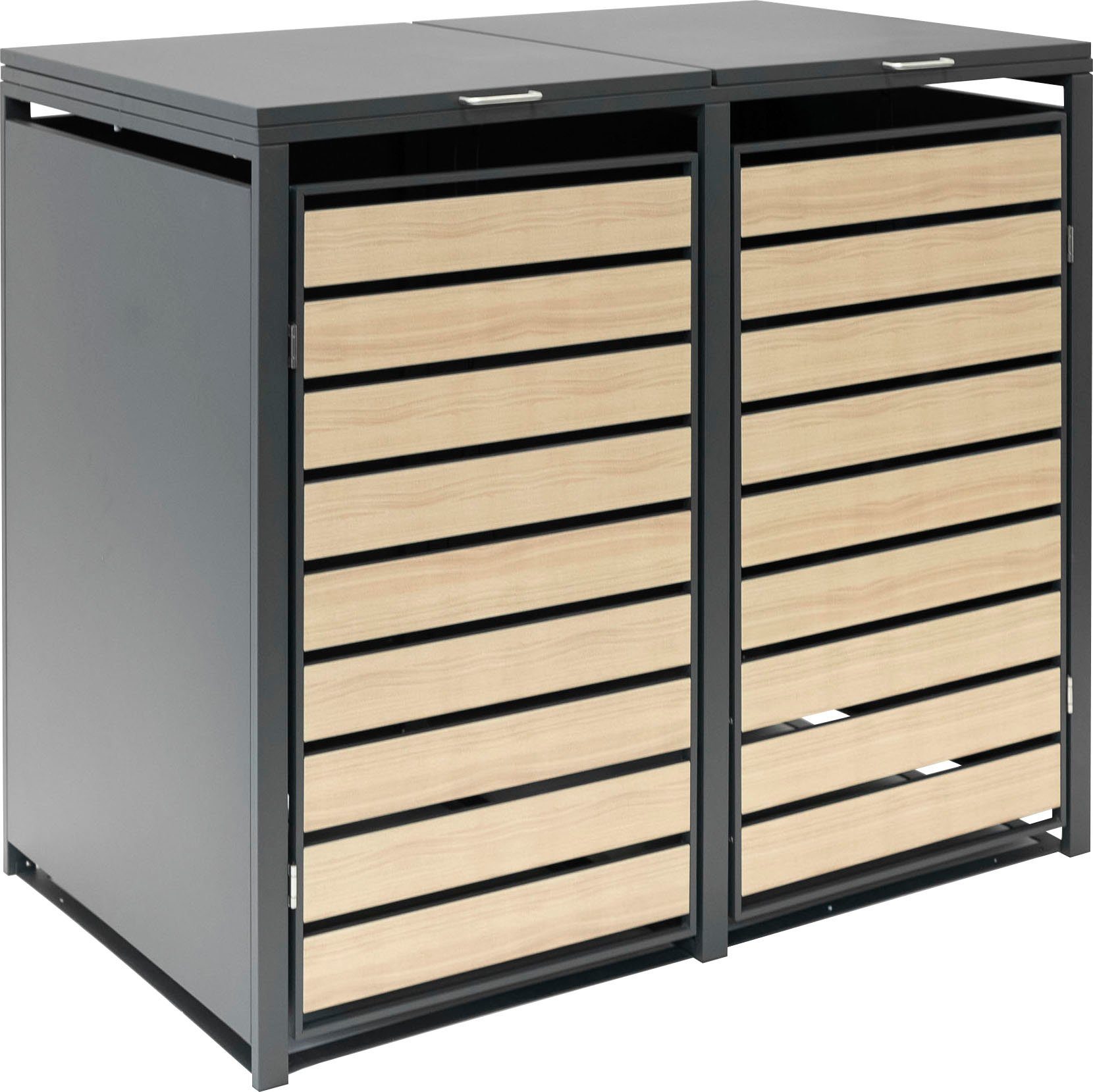WESTMANN Mülltonnenbox für 2 Mülltonnen à 240 l, HxBxT: 116x132x80cm, mit Gasdruckfedern und Deckeldämpfern