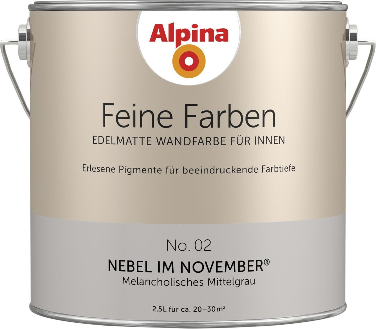 Alpina Wandfarbe Alpina Feine Farben Wandfarbe No. 02 Nebel im