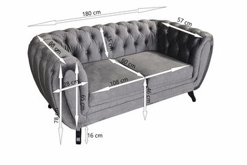 Küchen-Preisbombe Sofa Edles Sofa Set 3-2-1 Sitzer grau Couch Polstersofa Wohnlandschaft, Chesterfield Sofa Set 3-2-1