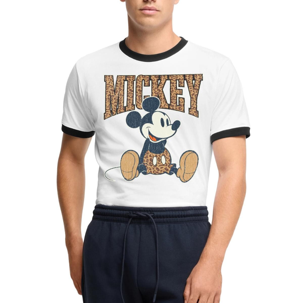Spreadshirt T-Shirt Mickey & Minnie Mickey Mouse Leo Look Männer Kontrast T-Shirt (1-tlg)
