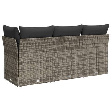 vidaXL Loungesofa Gartensofa mit Kissen 3-Sitzer Grau Poly Rattan