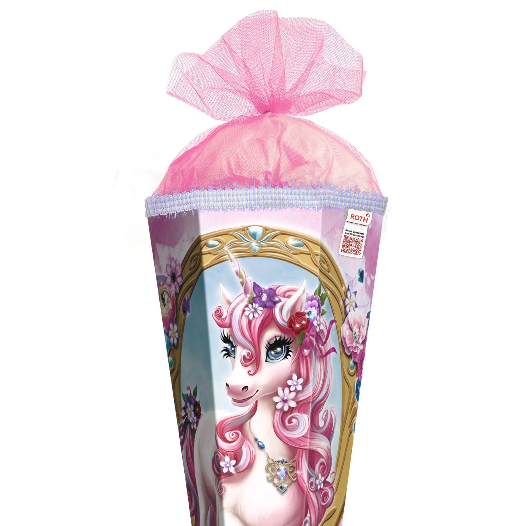 Roth Ideen Schultüte Roth Einhorn Beauty Schultüte 85 cm eckig Tüllverschluss und Glitzerbo