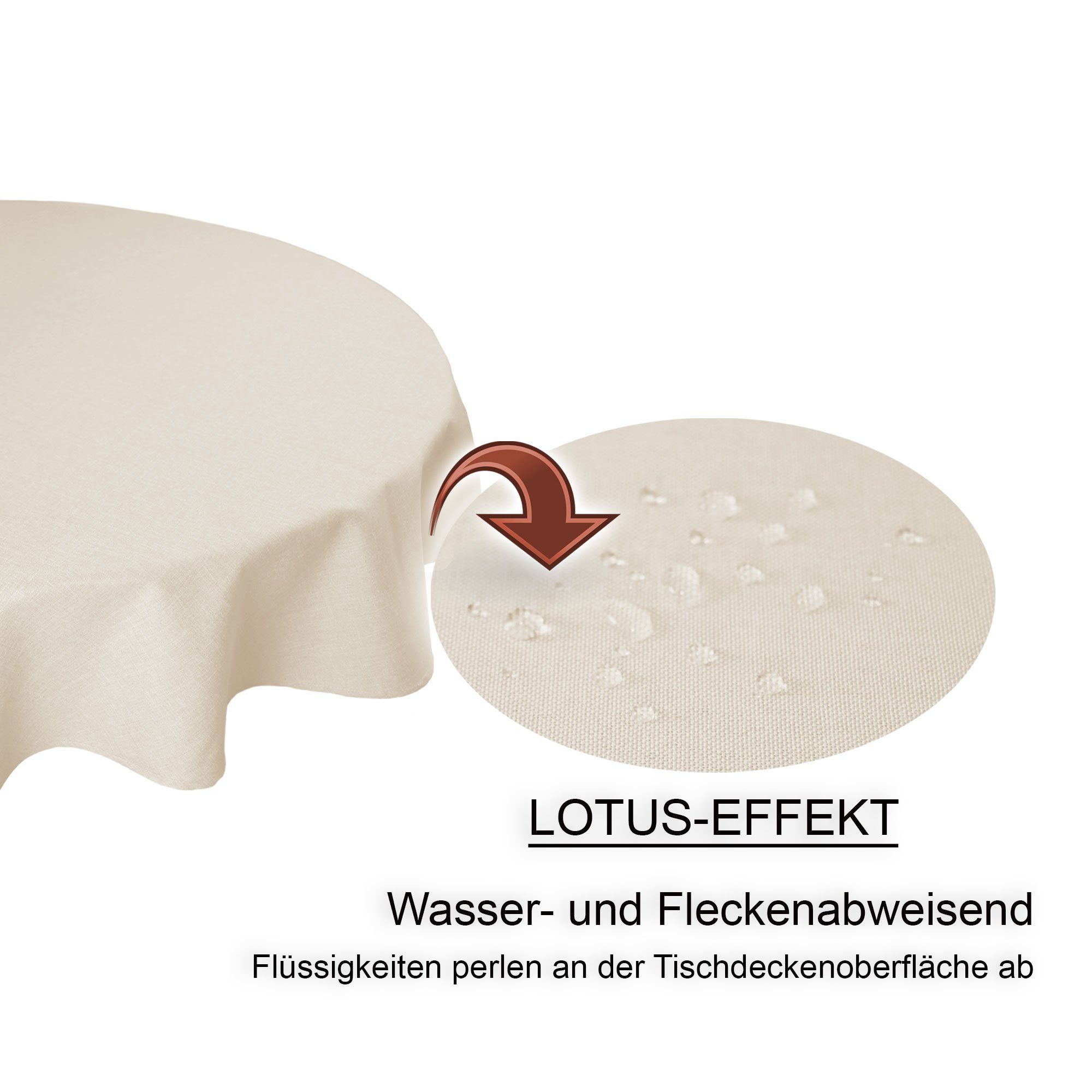Haus und Deko Tischdecke Tischdecke rund 140 cm Ø beschichtet Leinenoptik wasserabweisend (1-tlg)