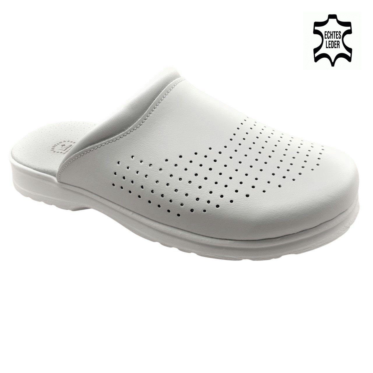 SANTANA Clog Leder Praxis-Schuhe Gesundheitsschuhe Arzt-Komfort Krankenhaus Clog Gesundheitsschuhe, Praxis-Schuhe, Arzt-Schuhe, Krankenhaus-Schuhe, Präventivschuhe, Herren Leder Hausschuhe, Berufsclogs, Berufsschuh, Rutschfest