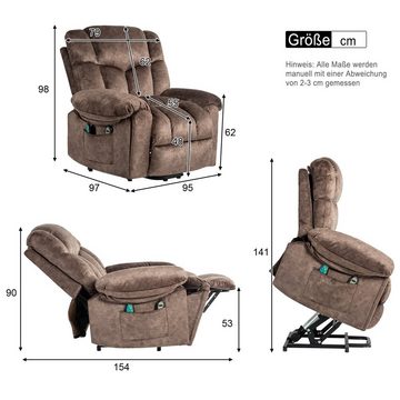 HAUSS SPLOE TV-Sessel Massagesessel Fernsehsessel Elektrischer Relaxsessel Einzelsessel (Elegantes Design mit Samtoberfläche und Aufbewahrungstaschen., liegen Einzelsessel Fernsehsessel Liegestuhl)