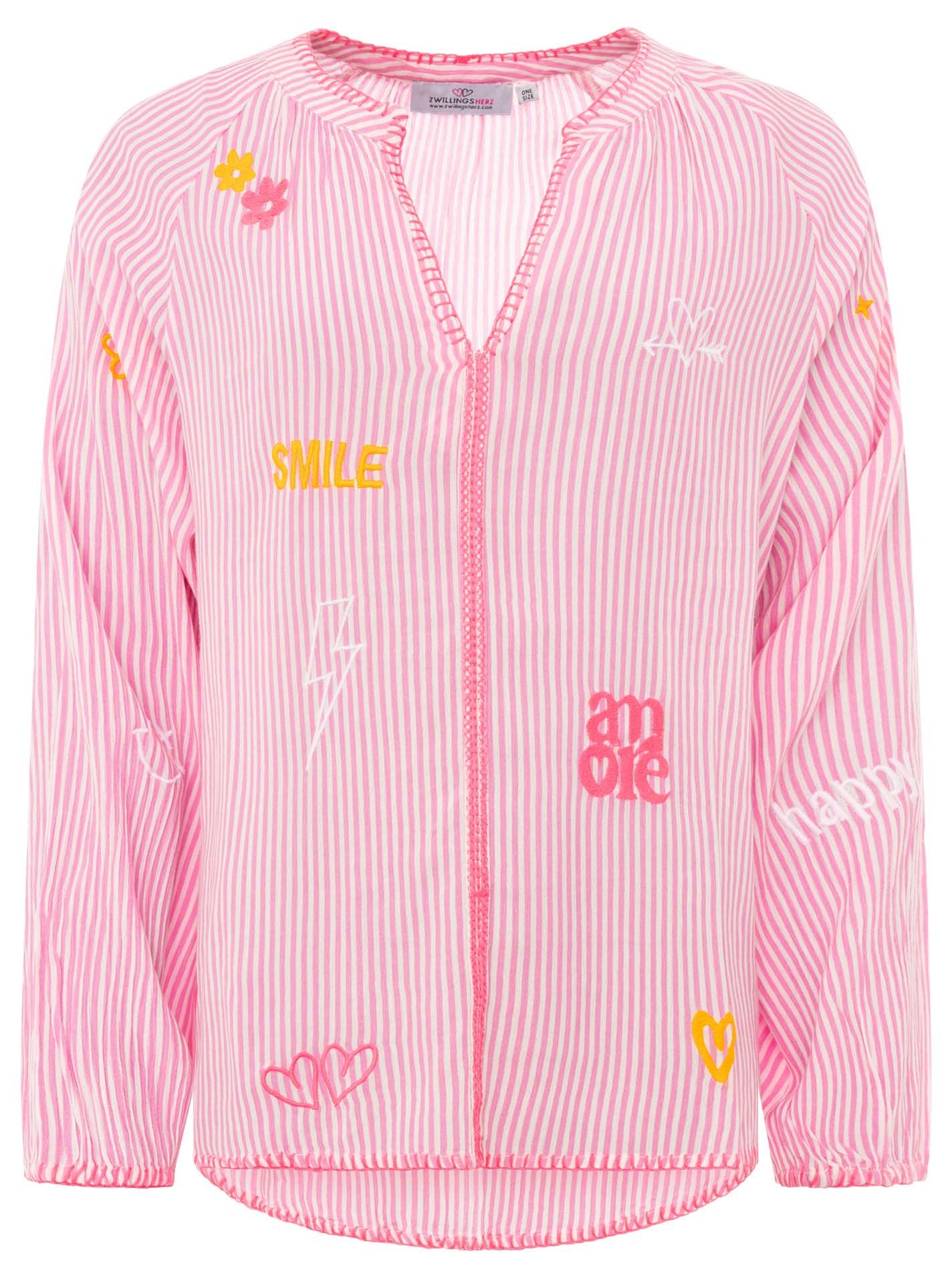 Zwillingsherz Langarmbluse "Smile & Amore" Schöne Details