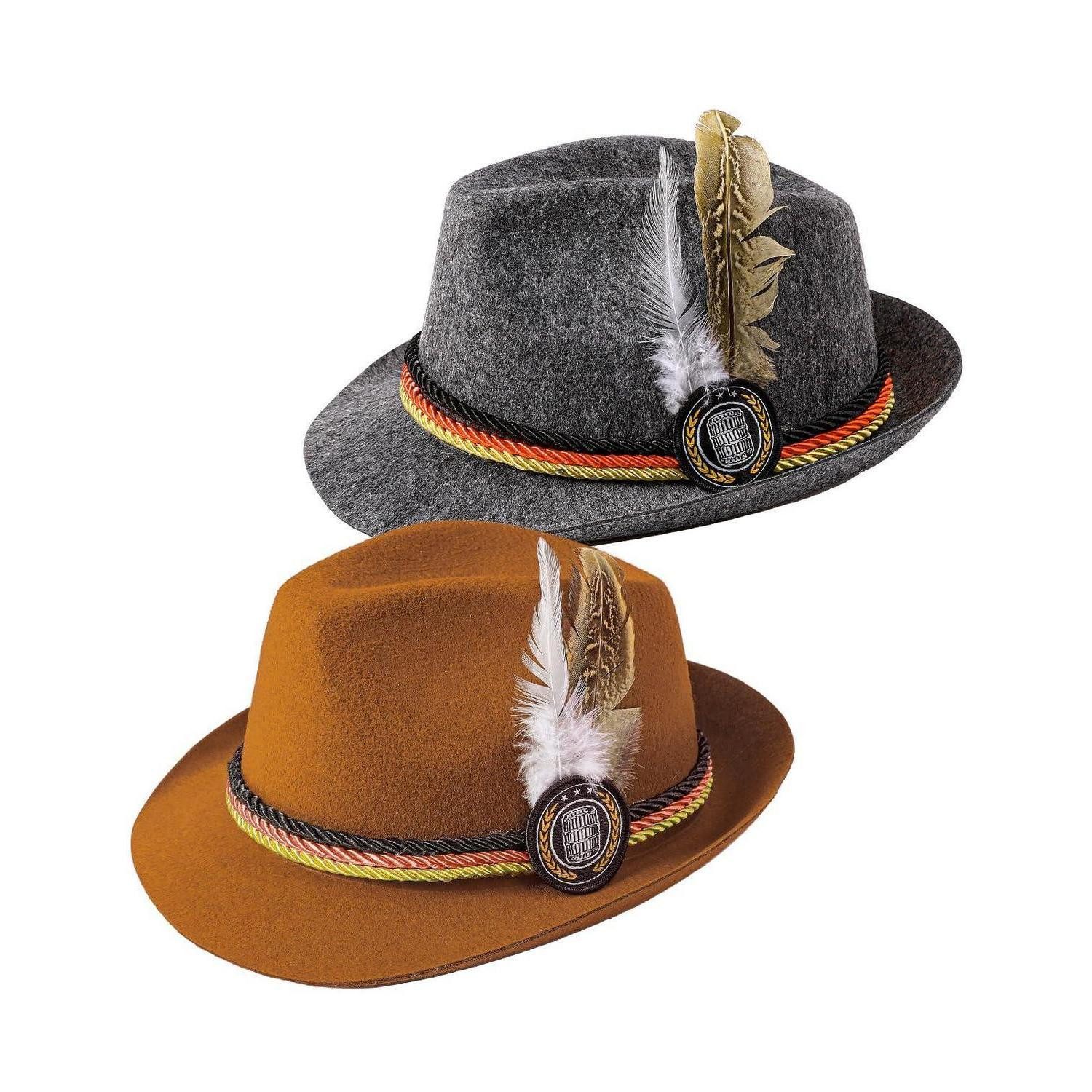 LuxusKollektion Trachten-Kostüm Trachtenhut Oktoberfest Grey & Braun