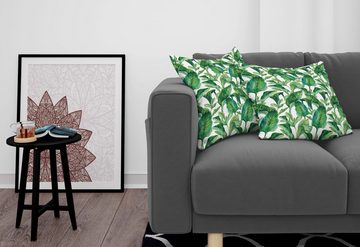 Kissenbezüge Modern Accent Doppelseitiger Digitaldruck, Abakuhaus (2 Stück), Pflanze Äquatorial-Blätter