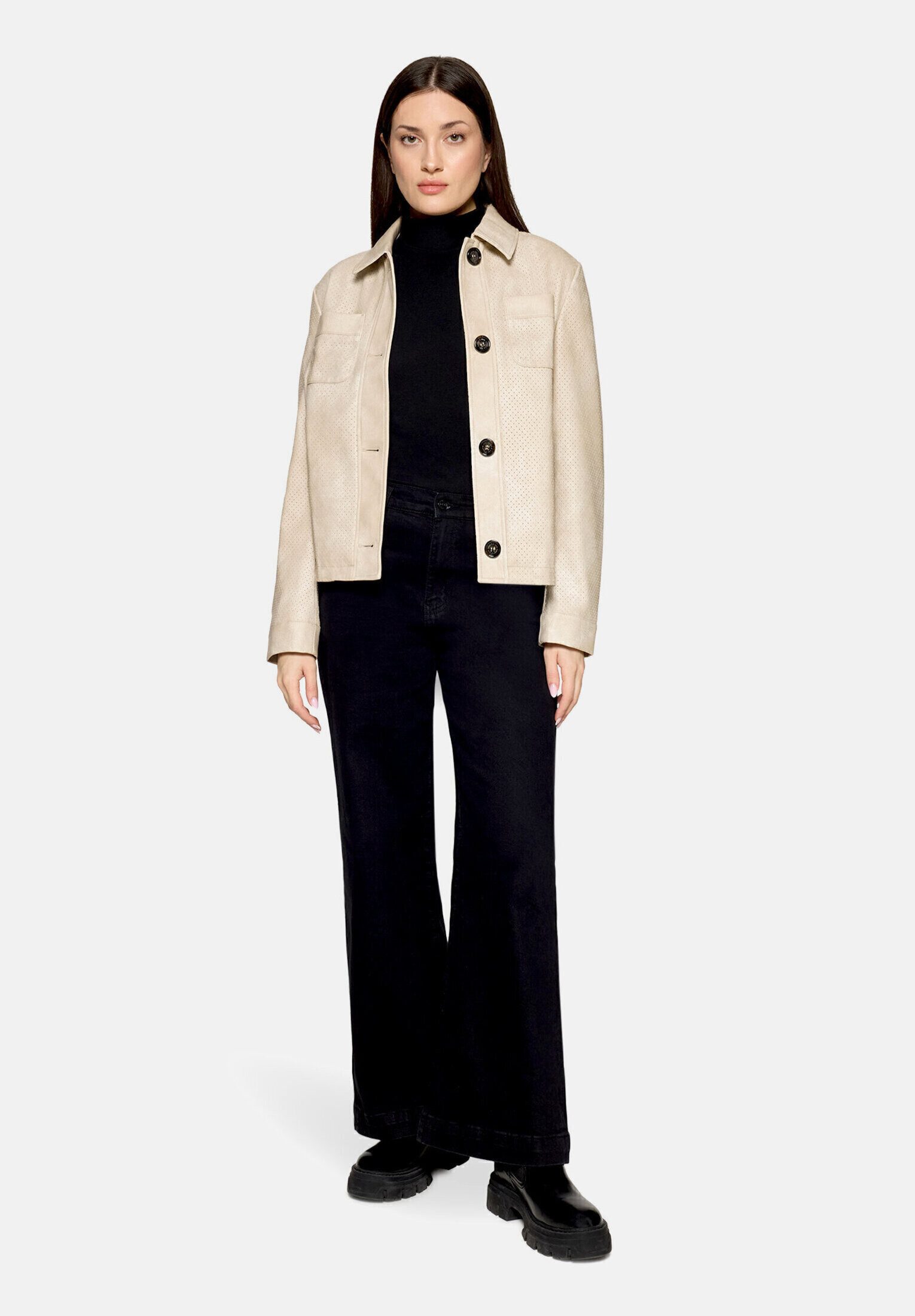 Amber & June Lederjacke Damen mit Kragen
