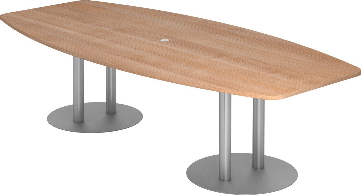 Konferenztisch Konferenztisch T-Serie 280x130/85cm Säulenfuß nussbaum/silber