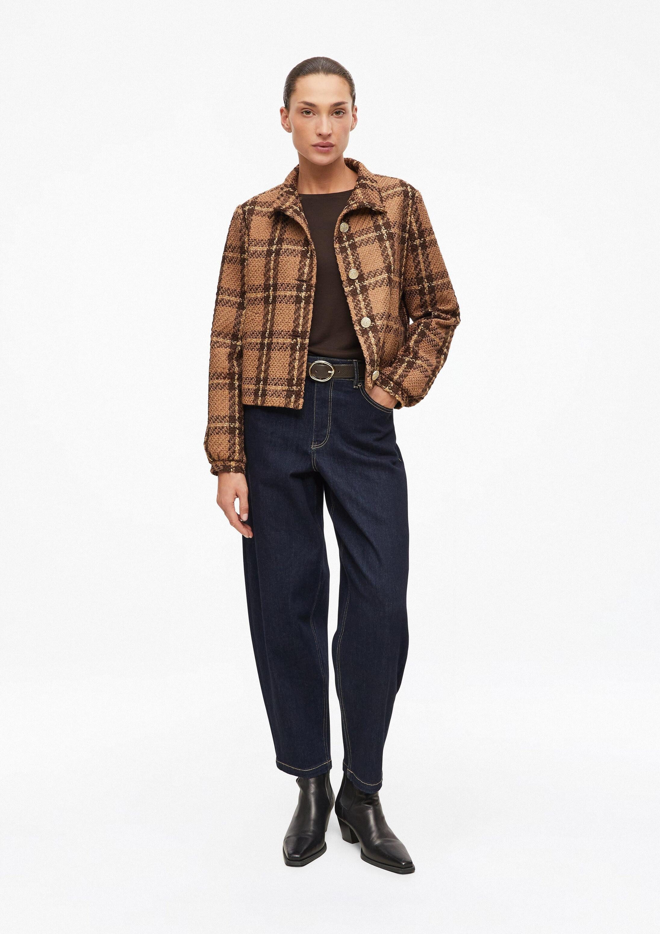 s.Oliver Funktionsjacke Indoor-Jacke Karierte Bouclé-Jacke mit Stehkragen – Bild 5 von 5