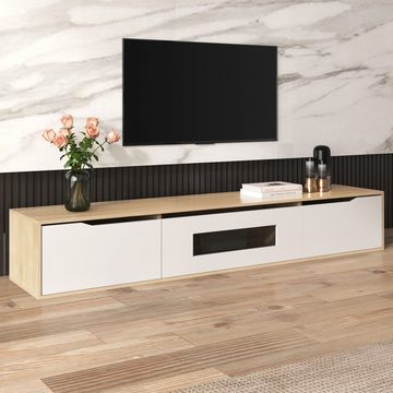 Ulife TV-Schrank Hochglanz-TV-Schrank,TV-Möbel mit farbwechselnder LED-Beleuchtung 180 x 35 x 30 cm