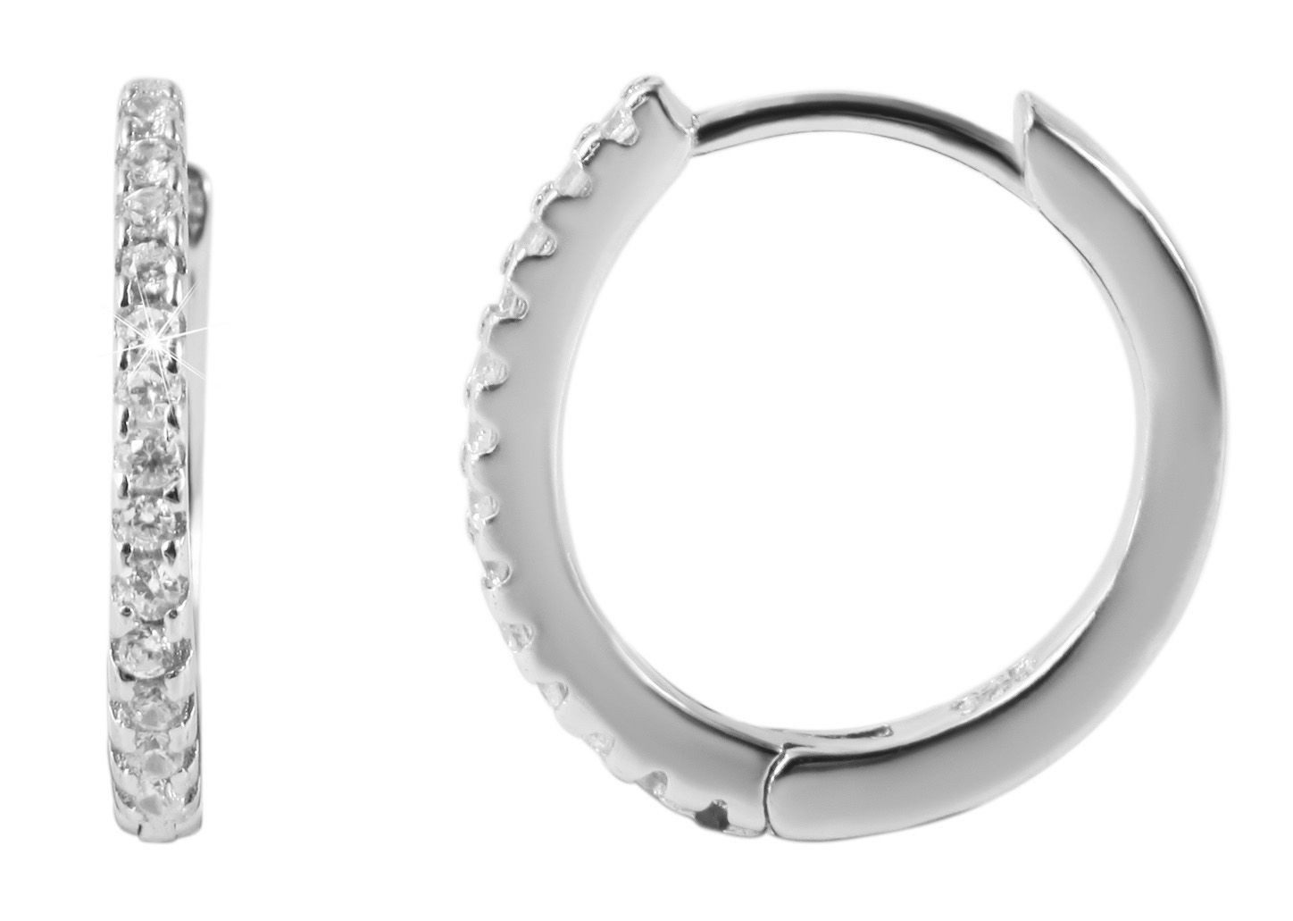 Adelia´s Klappcreolen Ohrringe – Klappcreole aus 925 Silber mit Zirkonia, Zum Verschenken – ideal zum einfach so