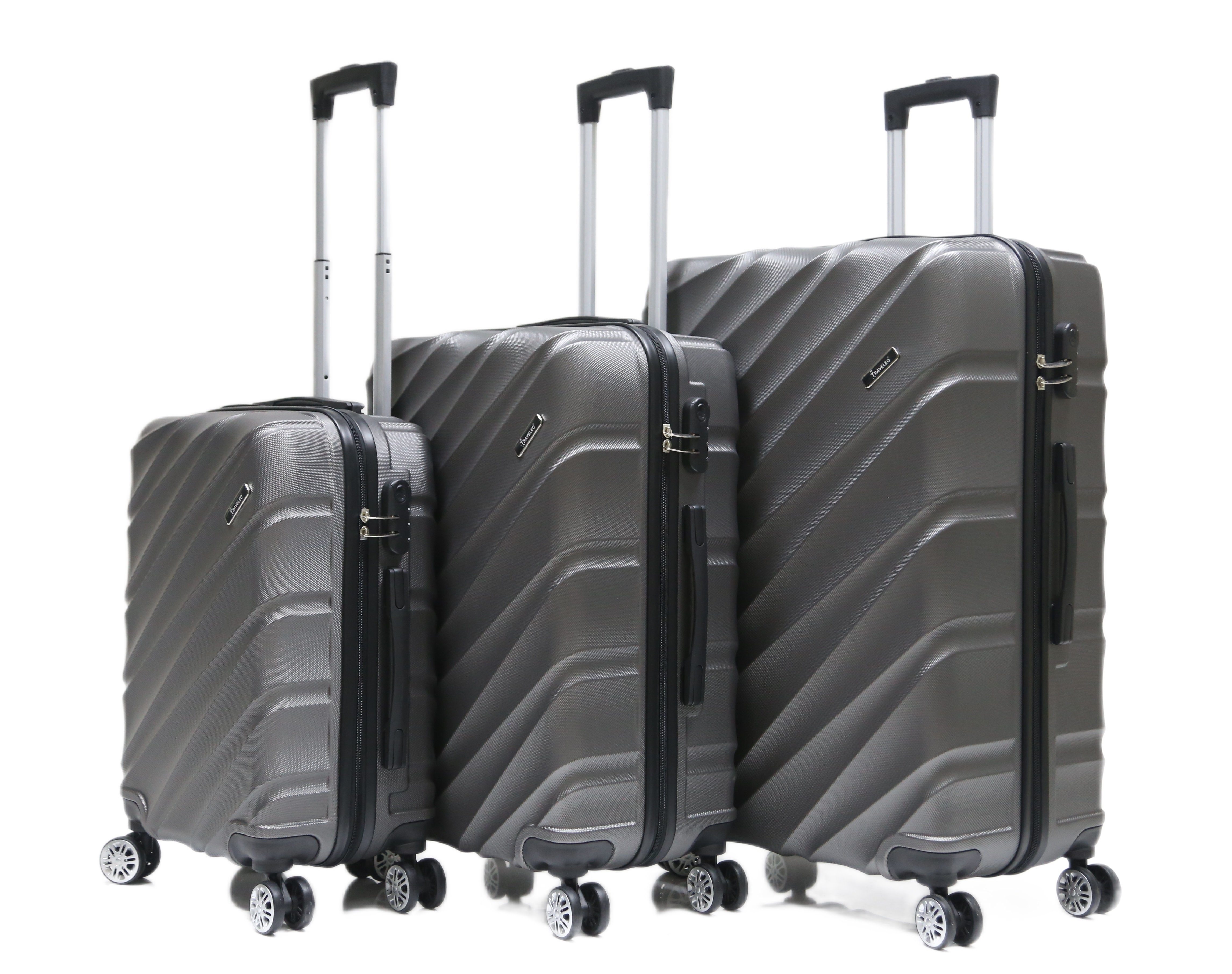 Cheffinger Kofferset Reisekoffer Koffer 3 tlg Hartschale Trolley Handgepäck Reisetasche, (3 tlg)