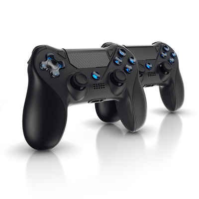 CSL Gaming-Controller (Spar-Set, 2 St., Wireless Gamepad Controller für PS4 & Switch Bluetooth & Kabelverbindung / Touchpad / Akku)