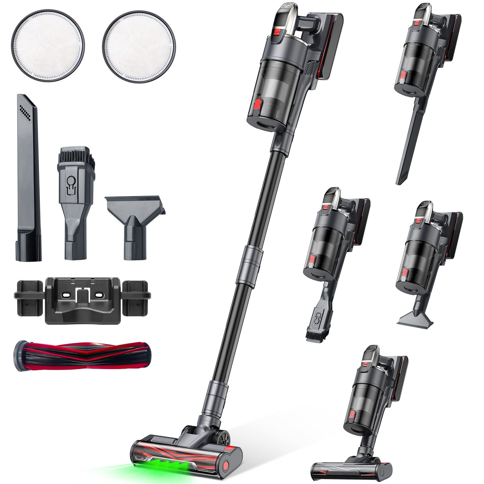 ZMH Akku-Handstaubsauger Kabellos A10/A11 /S15 Stark Saugkraft 60Min Laufzeit Hartholzböden, 600,00 W, beutellos, mit Zyklon & Anti-Tangle Technologie Teppiche