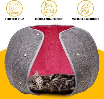 COFI 1453 Katzenliege Einstellbarer Katzenkorb perfekte Höhle für Katzen langlebig Pink/Grau