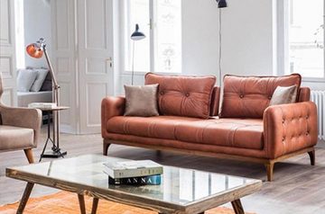 JVmoebel Chesterfield-Sofa Set 3+3+1 Platz Bequem in modernem mittelweiche braun Luxuriös Weiche, 3 Teile, Made in Europa