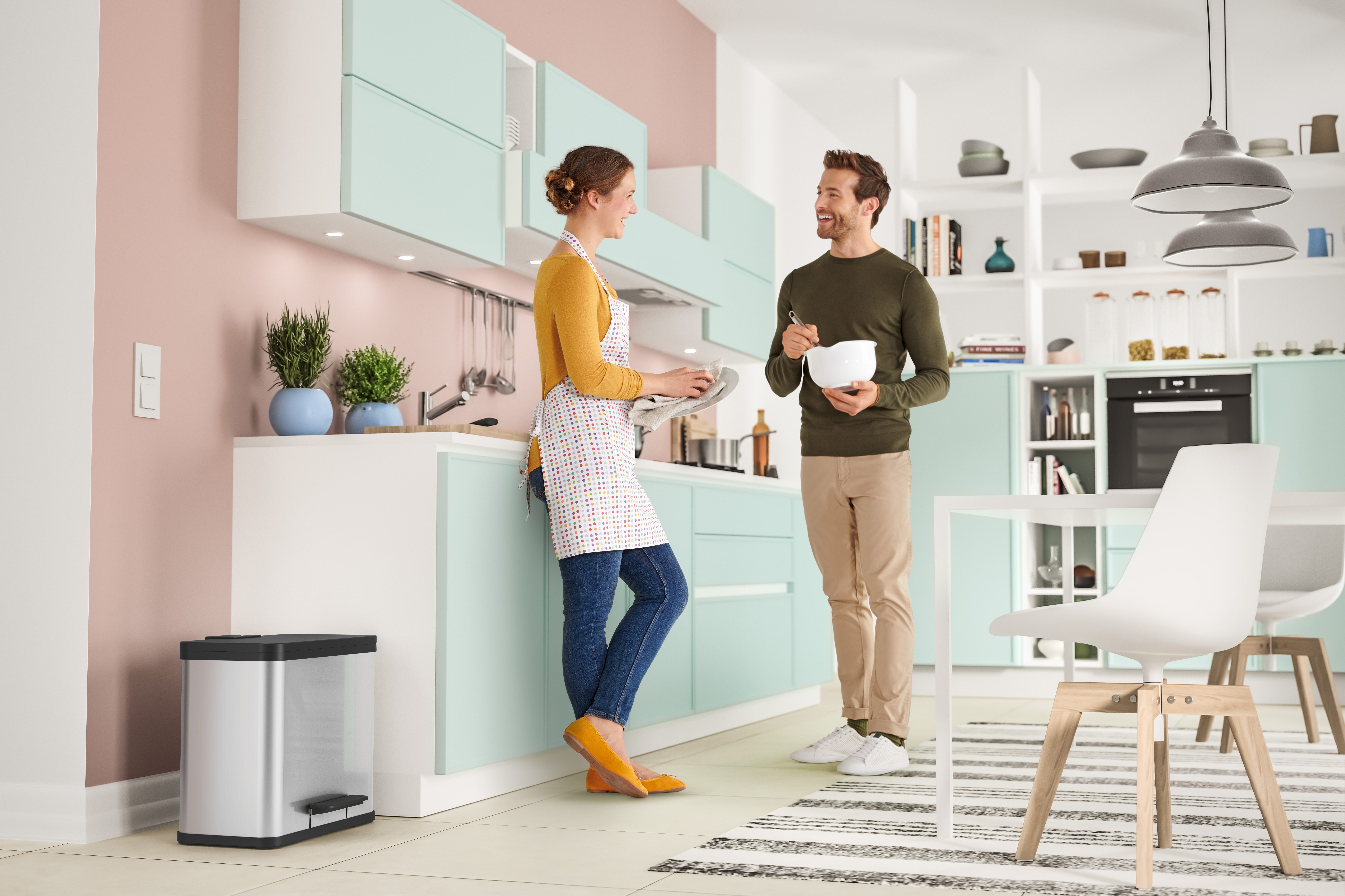Hailo Mülleimer Öko duo Plus L, 26 l, Stahlblech o. Edelstahl, Kunststoff Inneneimer, Made in Germany