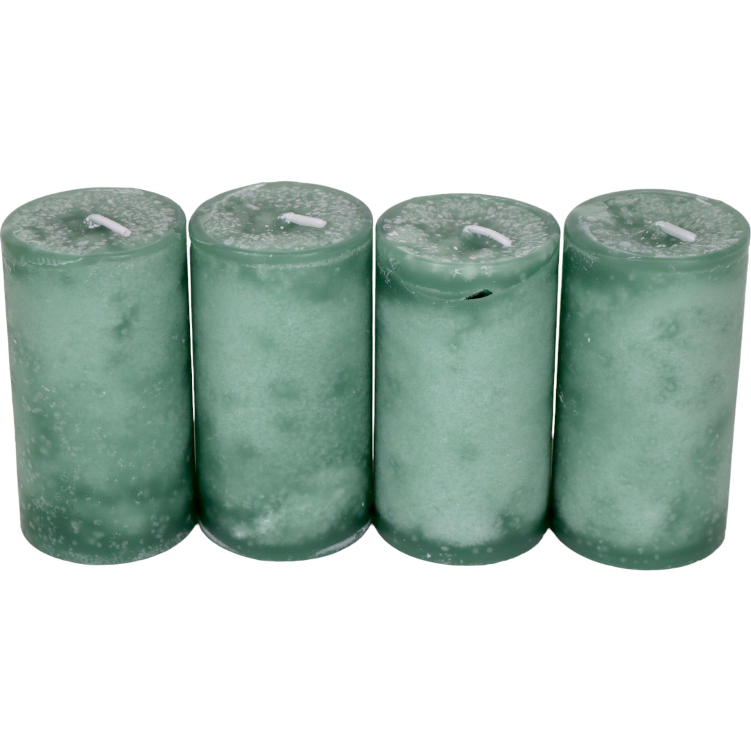 DekoTown Stumpenkerze Marmorierte Kerzen Saphir Grün 9x5cm, 4 St. günstig online kaufen