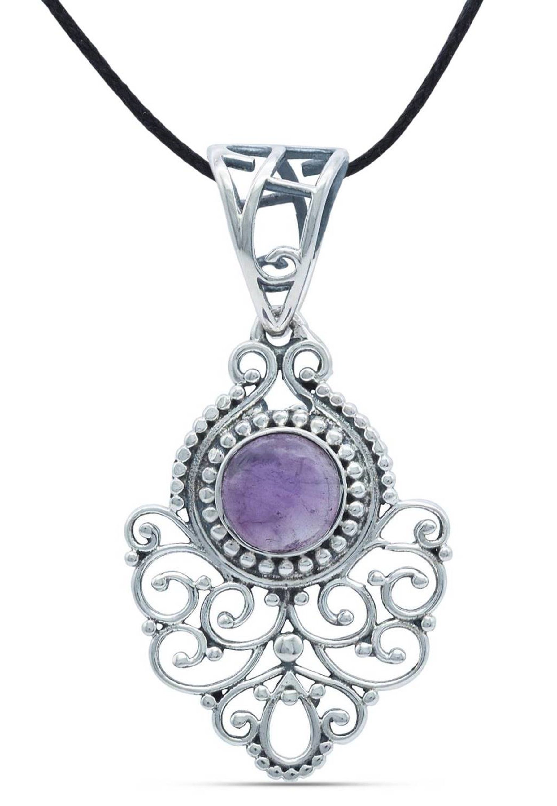 mantraroma Kettenanhänger 925er Silber mit Amethyst