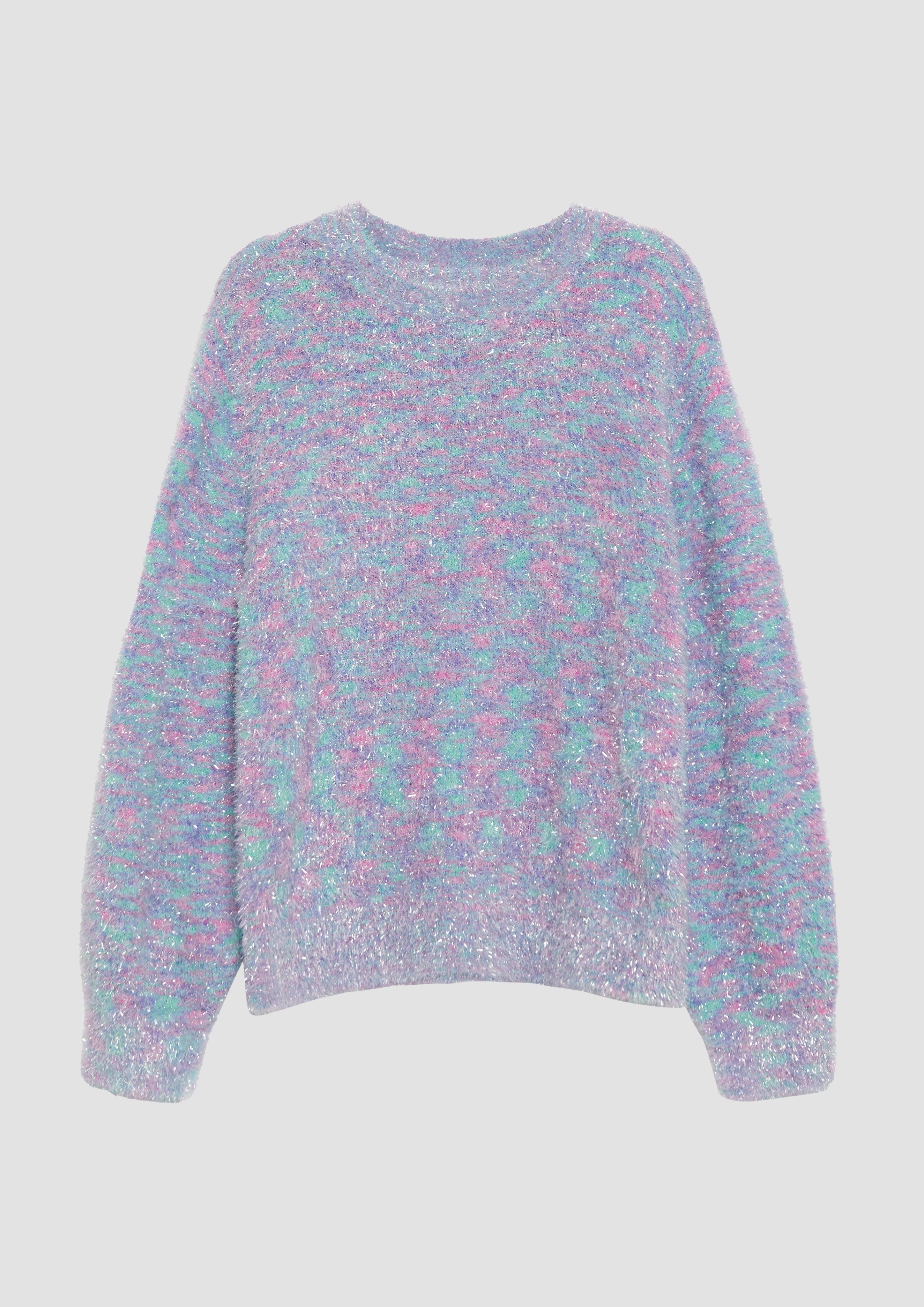 Strickpullover Flauschiger Strickpullover aus Effekt-Garn mit Glitzer