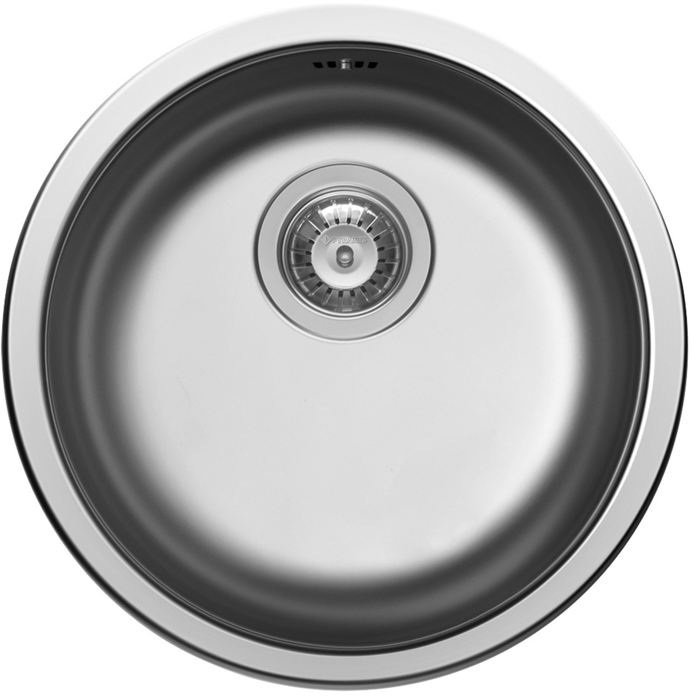 Pyramis Edelstahlspüle Pyramis CR-Rundbecken (38,5x15), Rund, 45/45 cm, Überlauf im Becken, Rundbecken