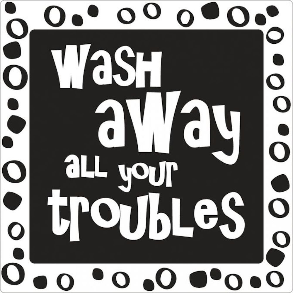 Rayher Messbecher Label wash away all your troubles, 50x50mm, SB-Btl