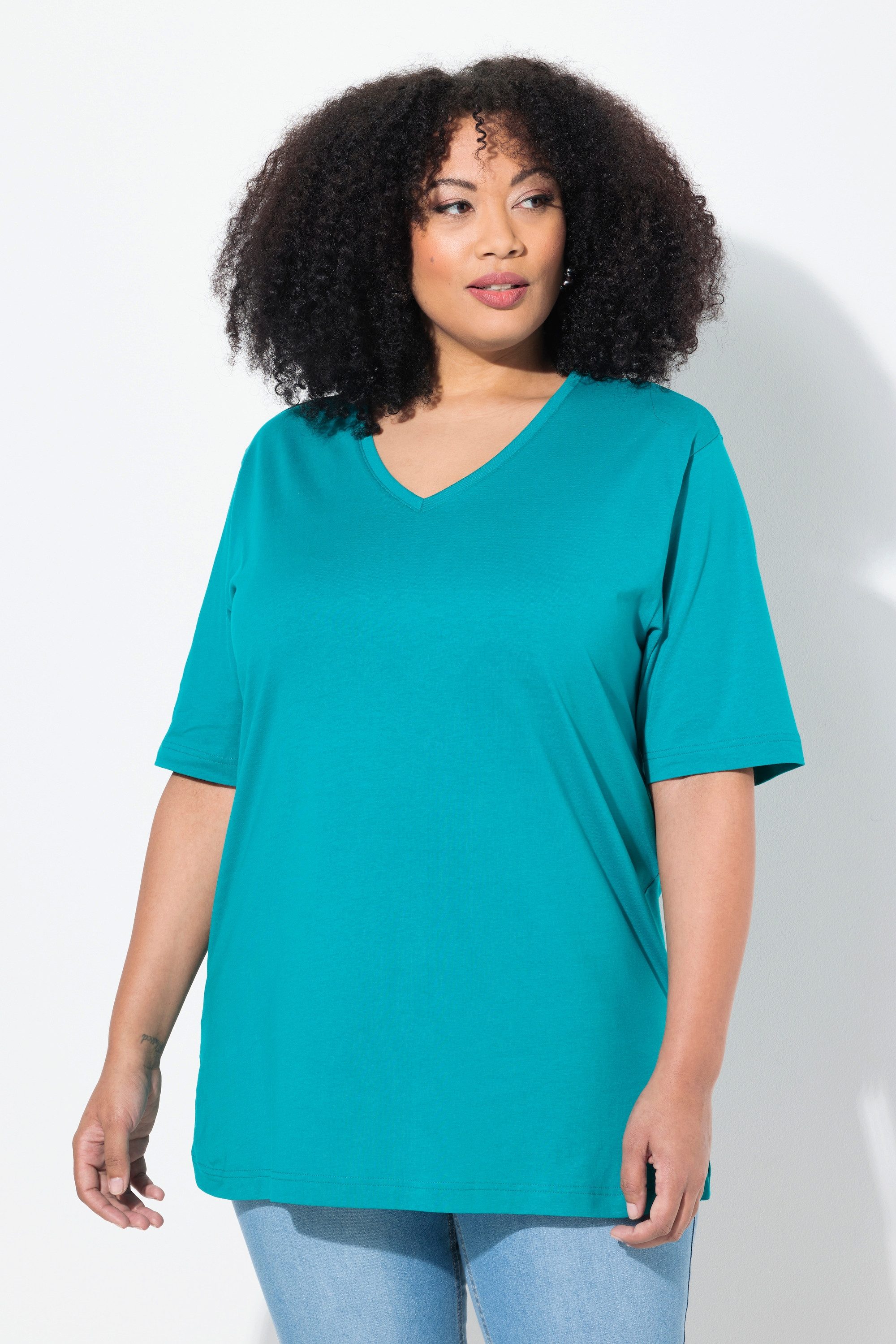 Ulla Popken T-Shirt T-Shirt V-Ausschnitt Relaxed günstig online kaufen