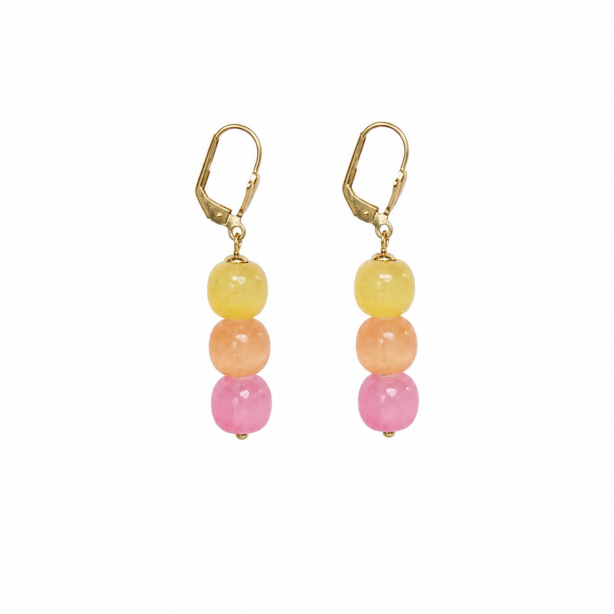 Sogni d'oro Paar Ohrhänger "Apricot Brise" mit Selenith in pink, orange und gelb, Silber 925 vergoldet