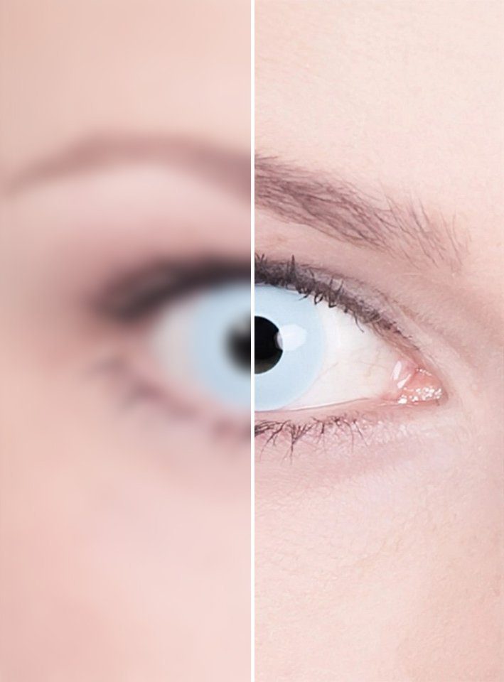 Metamorph Motivlinsen Hellblau mit Dioptrien, Eine farbige Kontaktlinse mit Stärke