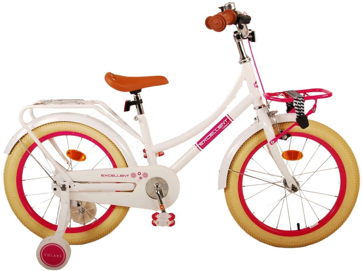 Volare Kinderfahrrad 18 Zoll Kinder Mädchen Hollandfahrrad Holland Fahrrad Rad Bike 21779, 1 Gang, Rücktrittbremse, Gepäckträger, Stützräder, Frontträger, Seitenständer