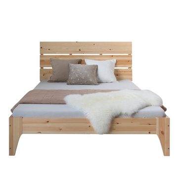 Homestyle4u Holzbett Doppelbett Bettgestell Futonbett 140x200 natur (Kein Set)