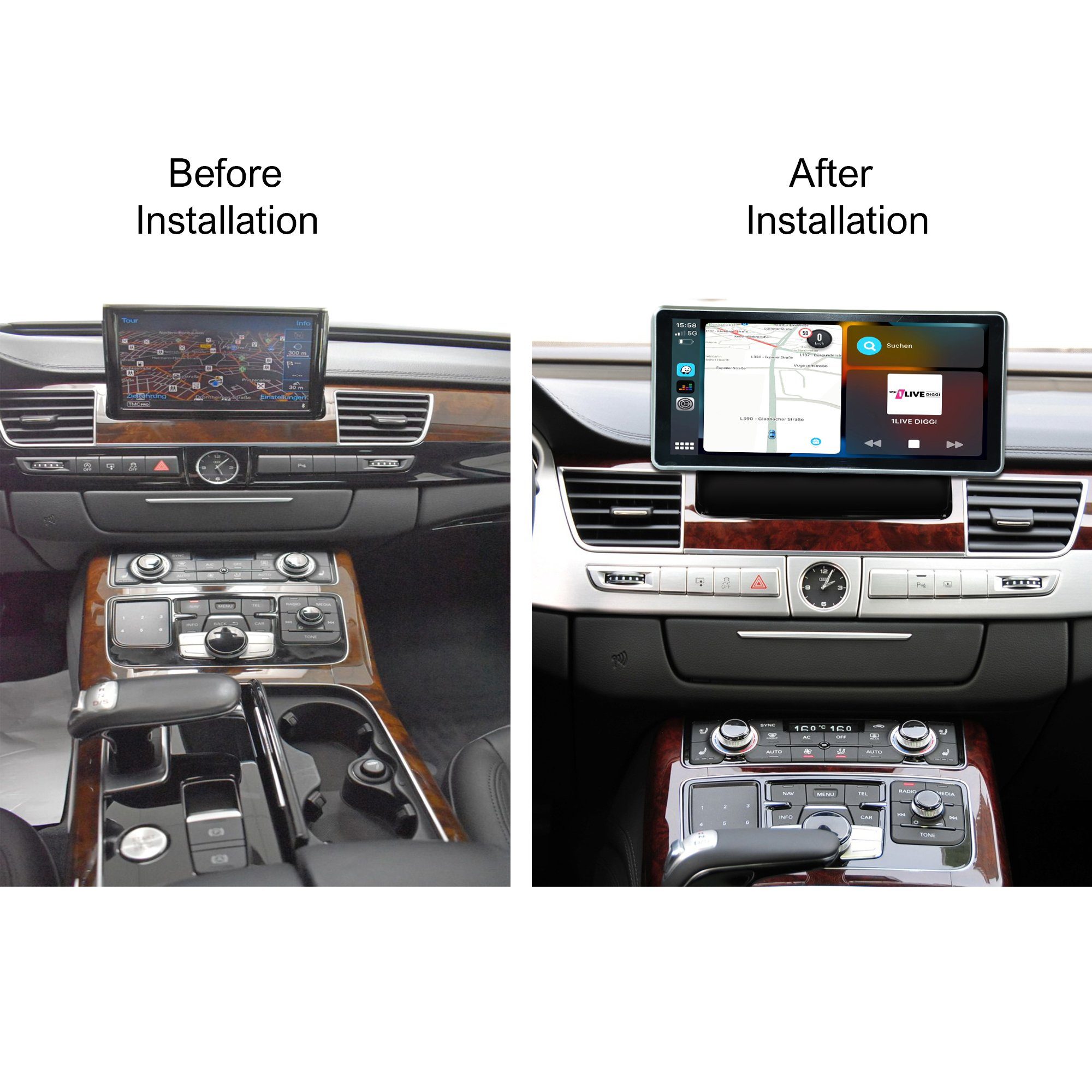 TAFFIO Für Audi A8 D4 4H 12,3" Touch Android GPS Navi CarPlay AndroidAuto Einbau-Navigationsgerät