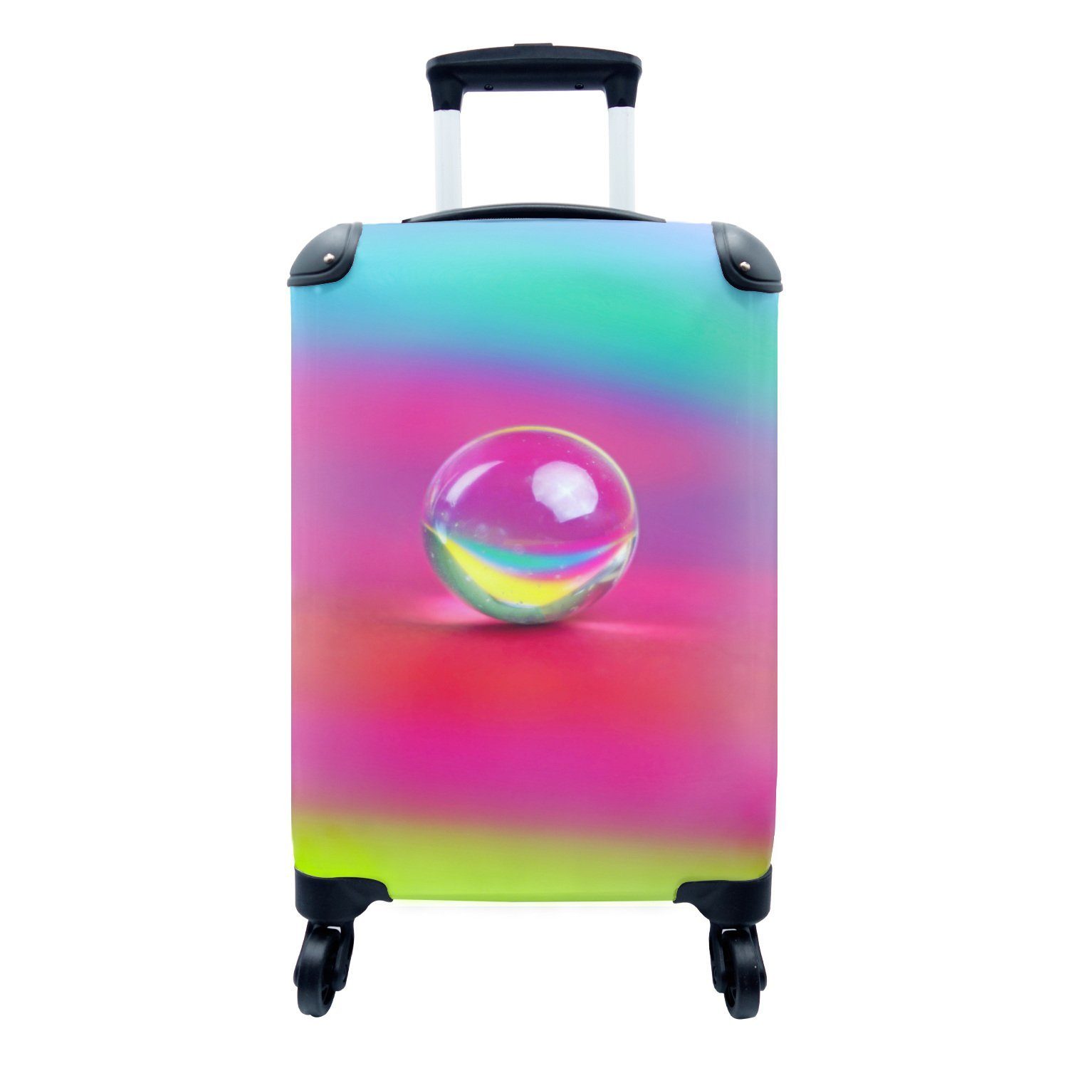 MuchoWow Handgepäckkoffer Luftblase auf Regenbogen-Hintergrund, 4 Rollen, Reisetasche mit rollen, Handgepäck für Ferien, Trolley, Reisekoffer