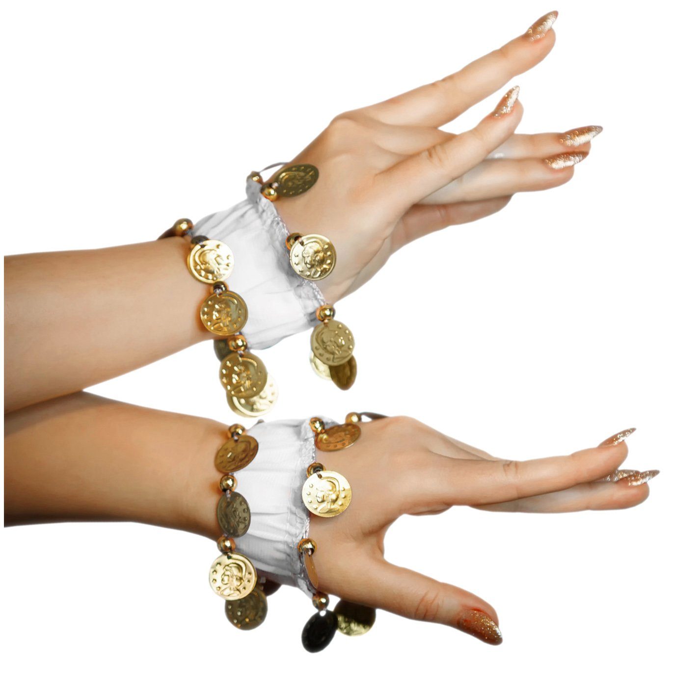 (Paar) weiß Handkette Fasching Armbänder Belly MyBeautyworld24 Dance Armband