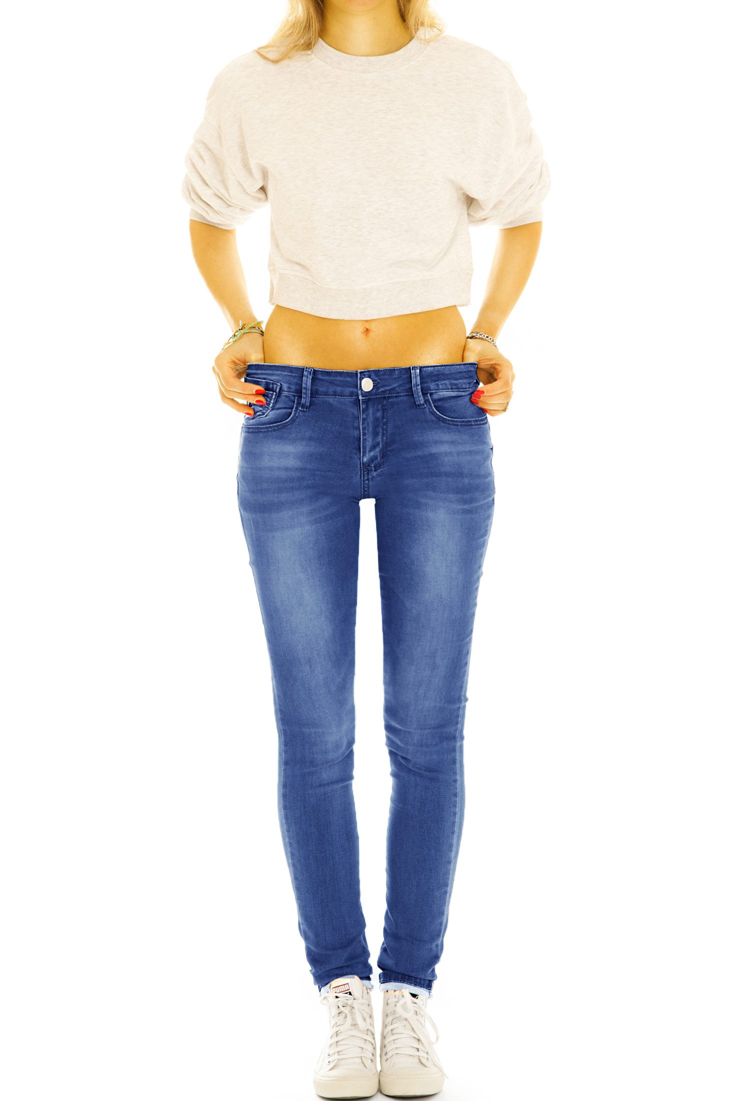 be styled Röhrenjeans Low Rise Jeans Hose Röhrenjeans Skinny Hüftjeans - Damen - j17l 5 Pocket Style